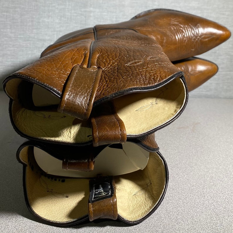 Larry Mahan Brown Elk Leather Western Boots Men's Size 13