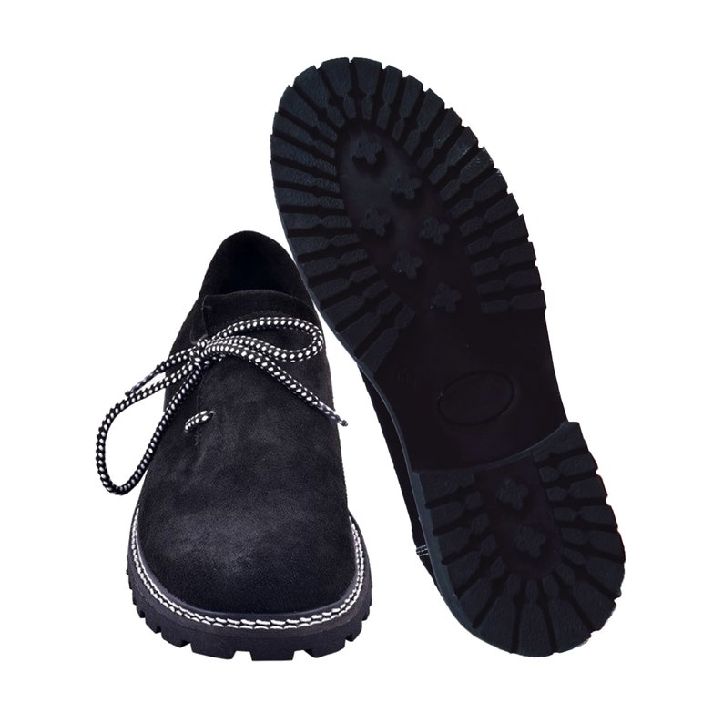 Bavarian Men's Suede Leather Shoes Black Authentic