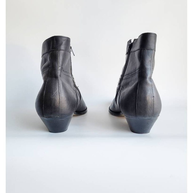 80s Men's Boots Leather Boots Charcoal Black Leather Boots