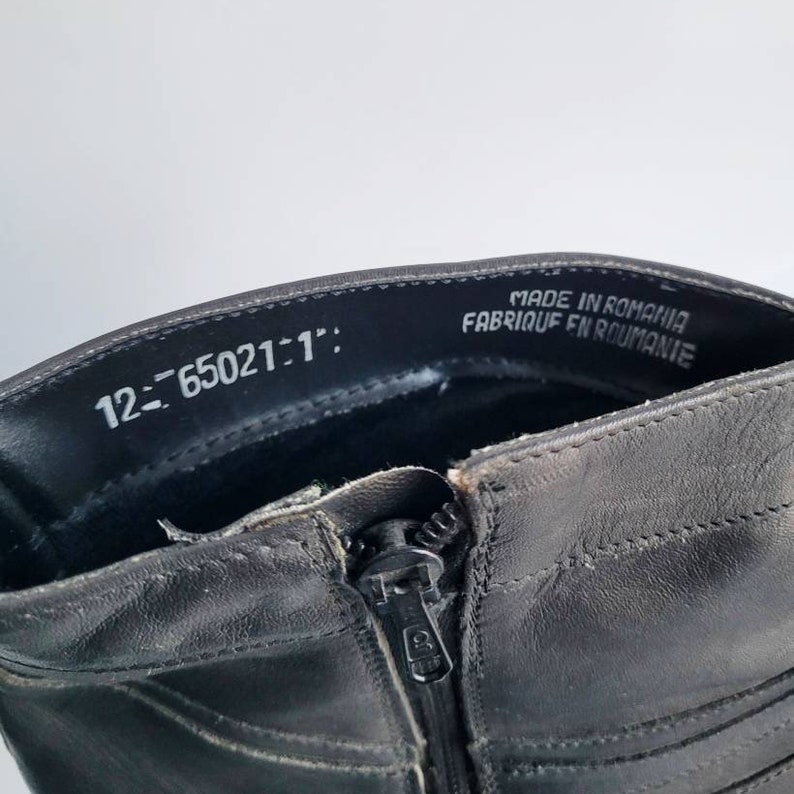 80s Men's Boots Leather Boots Charcoal Black Leather Boots