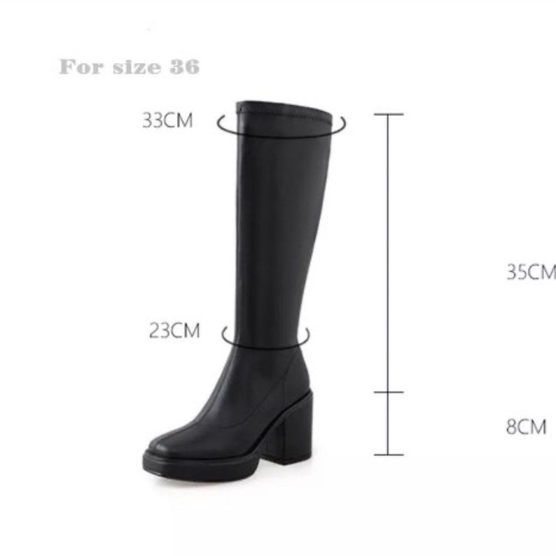 Chic Platform Knee High Boots Square Toe Fashionable