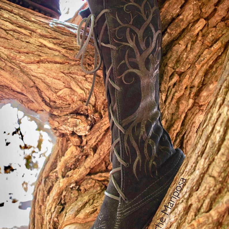 Viking Boots Norse Compass Yggdrasil by Merche Mariposa