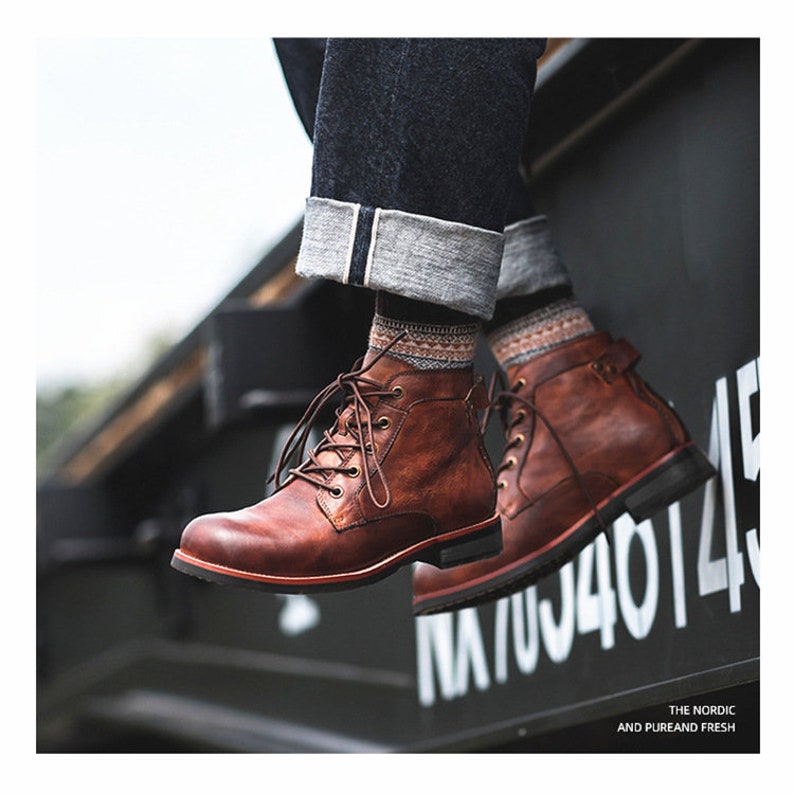 Men Shoes Military Plus Size Workwear Men's Boots Retro