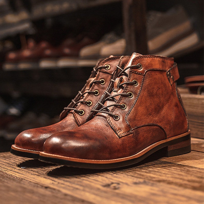 Men Shoes Military Plus Size Workwear Men's Boots Retro