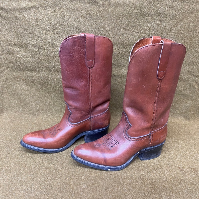 80's Sears Cowboy Western Ranch Leather Boots Size 10 Made