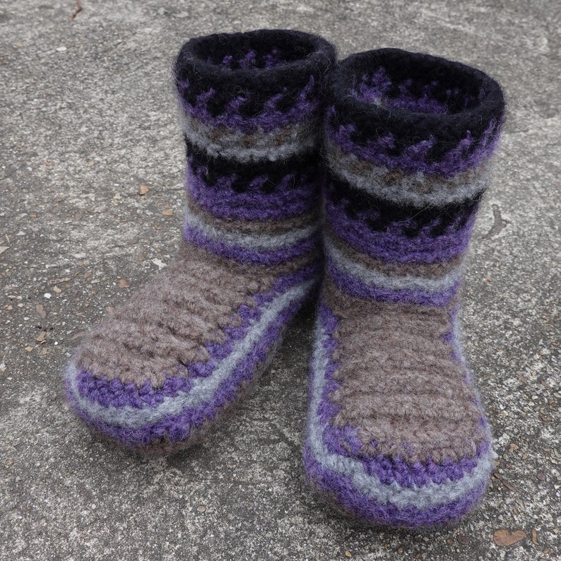 Crochet Booties Adult Size Non Skid Felt Slipper Socks
