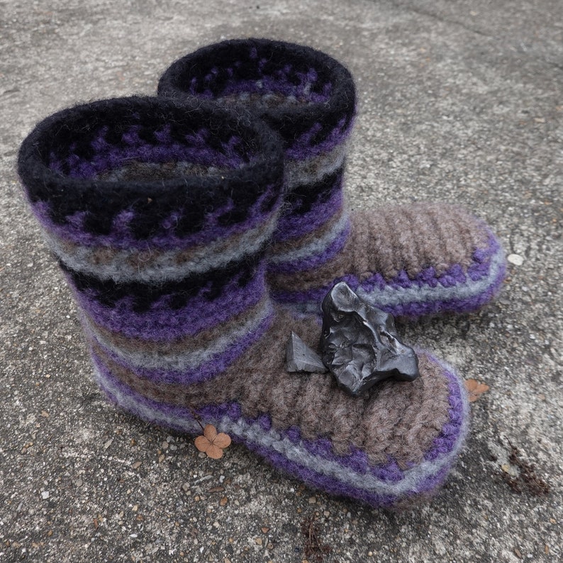 Crochet Booties Adult Size Non Skid Felt Slipper Socks
