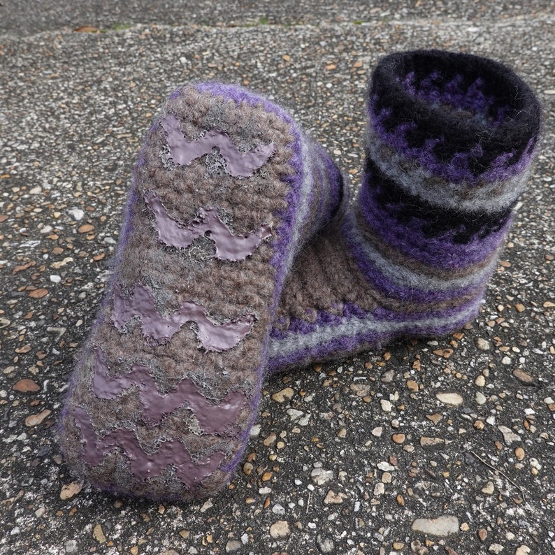 Crochet Booties Adult Size Non Skid Felt Slipper Socks