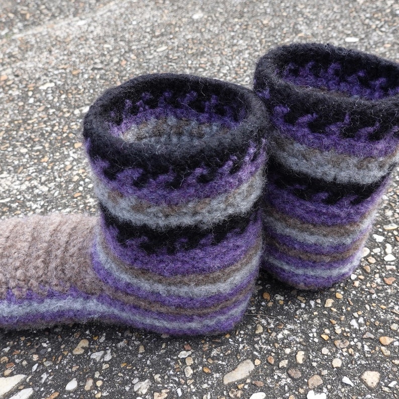 Crochet Booties Adult Size Non Skid Felt Slipper Socks