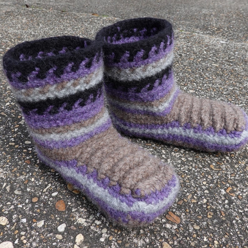 Crochet Booties Adult Size Non Skid Felt Slipper Socks