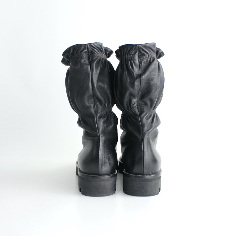 Size 8 Vintage Walter Steiger Black Leather Pull up Boots