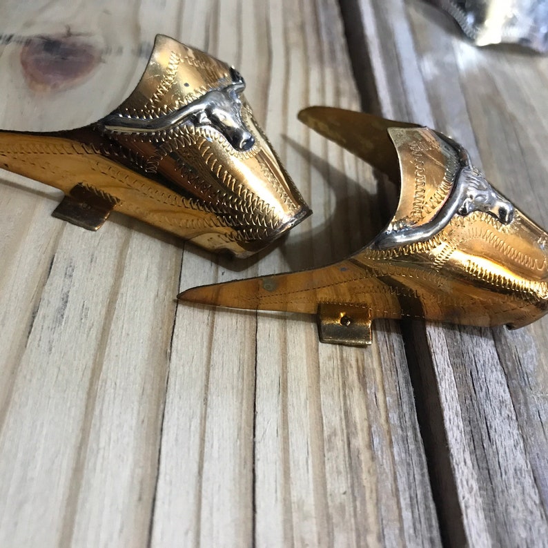 Vintage Cowboy Longhorn Copper Boot Tips