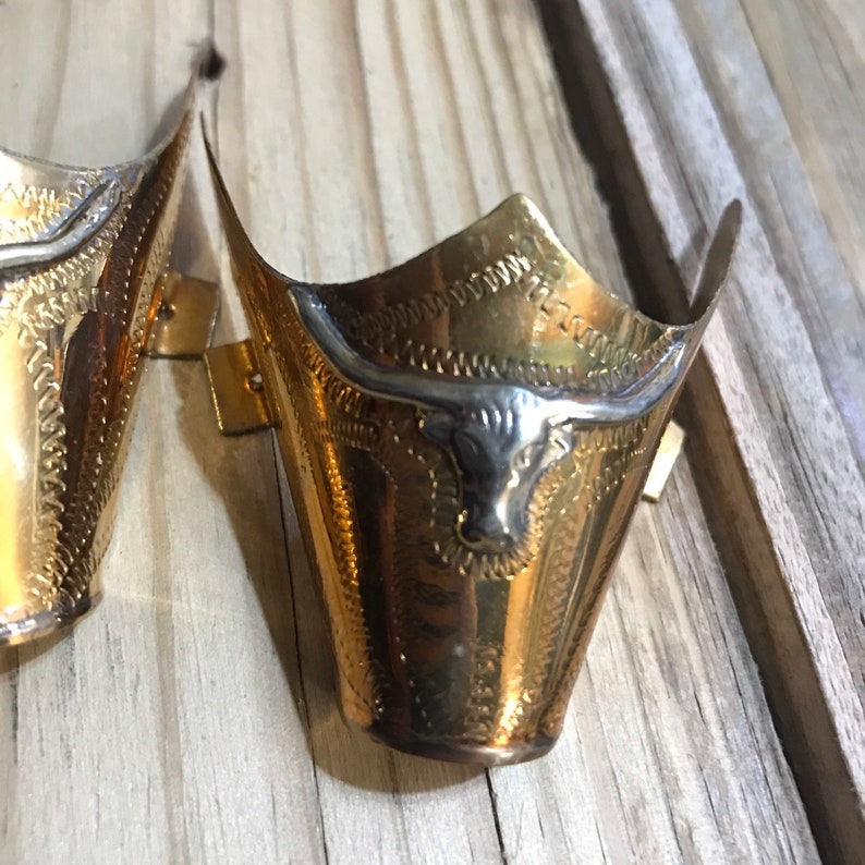 Vintage Cowboy Longhorn Copper Boot Tips