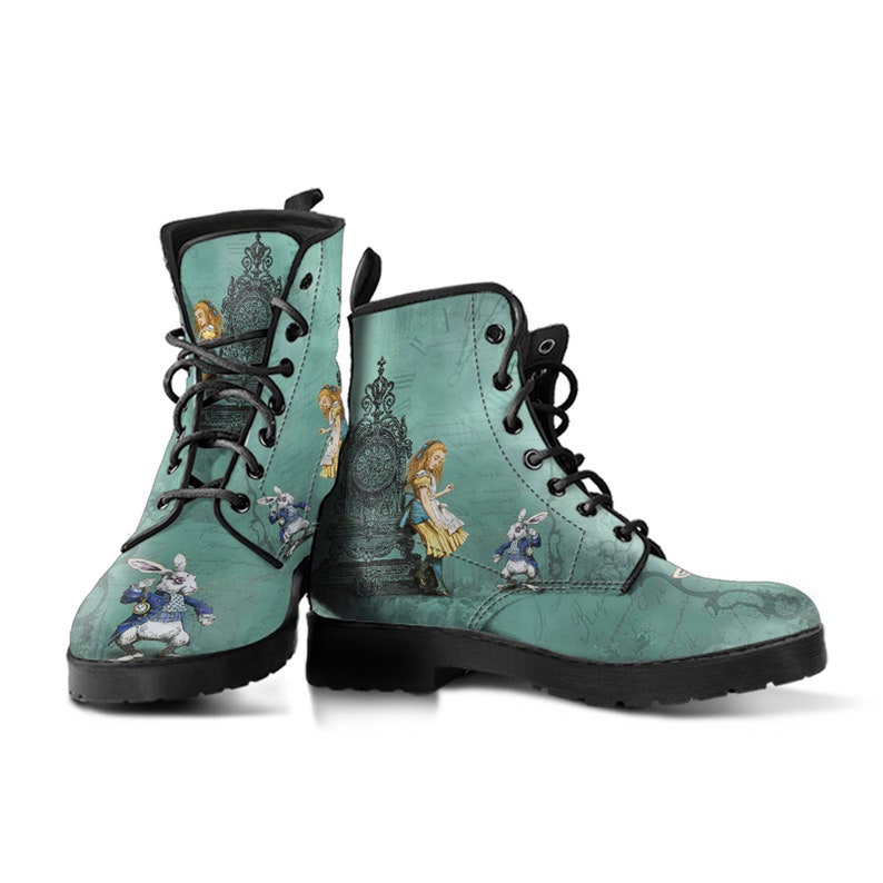 Combat Boots Alice in Wonderland Custom Vegan Leather Boots