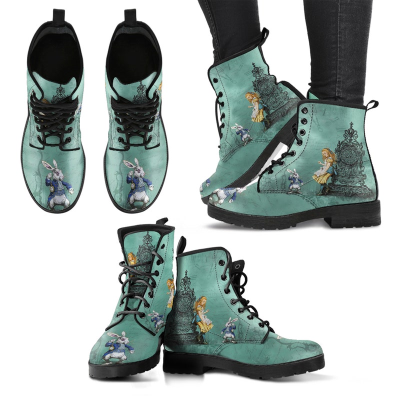 Combat Boots Alice in Wonderland Custom Vegan Leather Boots