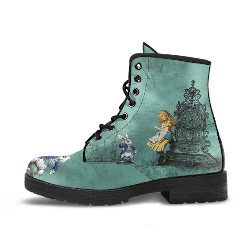 Combat Boots Alice in Wonderland Custom Vegan Leather Boots