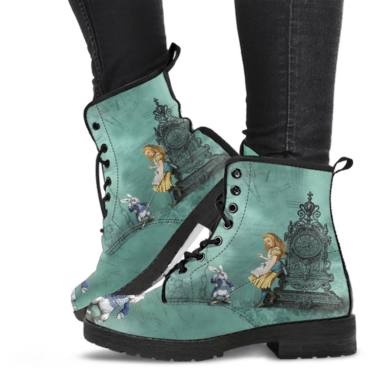 Combat Boots Alice in Wonderland Custom Vegan Leather Boots
