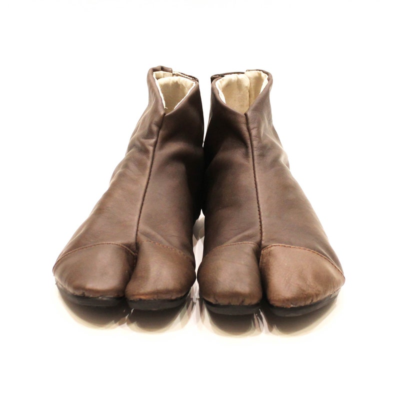 Leather Tabi Ankle Boots Hallux Valgus Correction Bare Foot