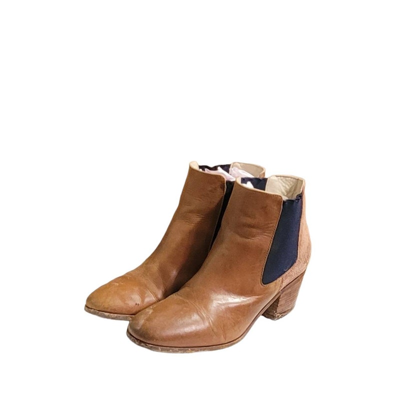 Boden Vintage Leather/suede Elastic Ankle Boots Stretch Pull