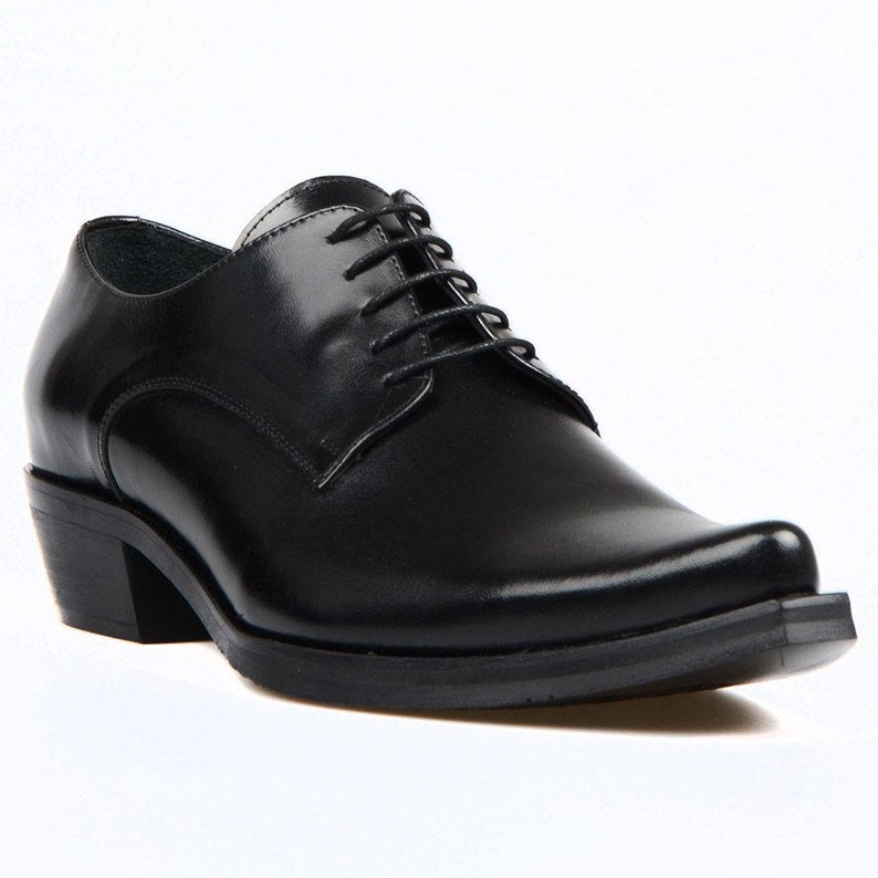 Footcourt Black Texas Shoes for Men Genuine Leather Lace up