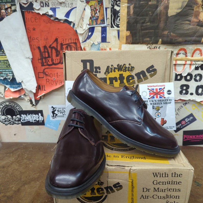 Dr Martens 1461 Burgundy Hi Shine Made in England Size 11