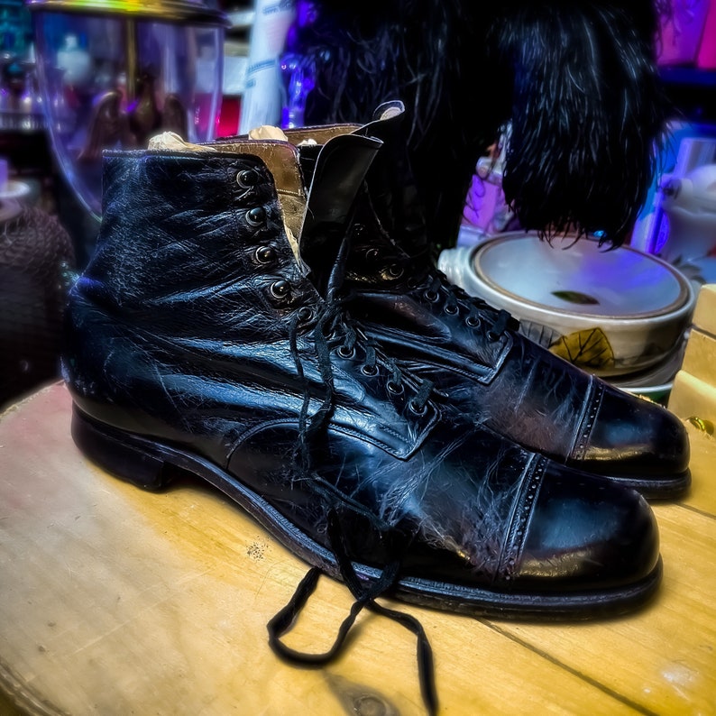Kangaroo Leather Work or Formal Ankle High Edwardian Boots