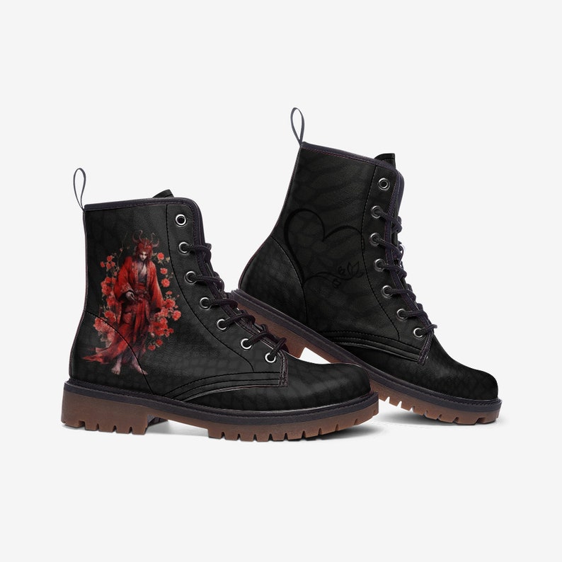 Angel and Demon Boots Custom Boots Combat Boots Vegan