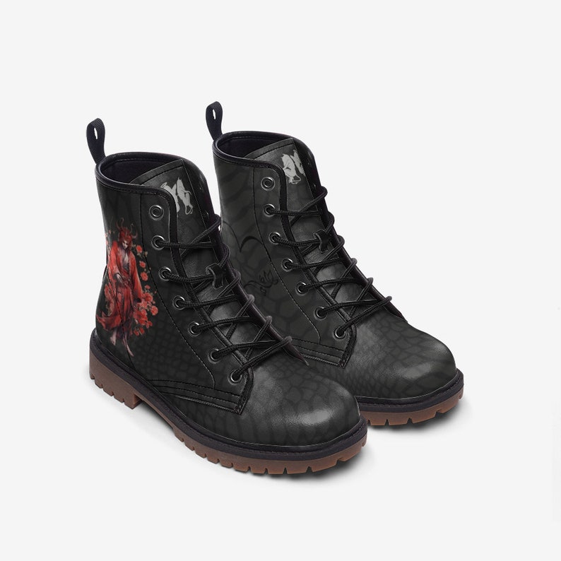 Angel and Demon Boots Custom Boots Combat Boots Vegan