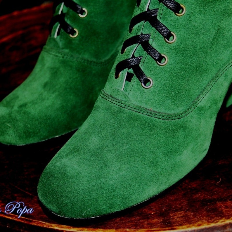 Emerald Green Boots Victorian Boots Emerald Green Suede
