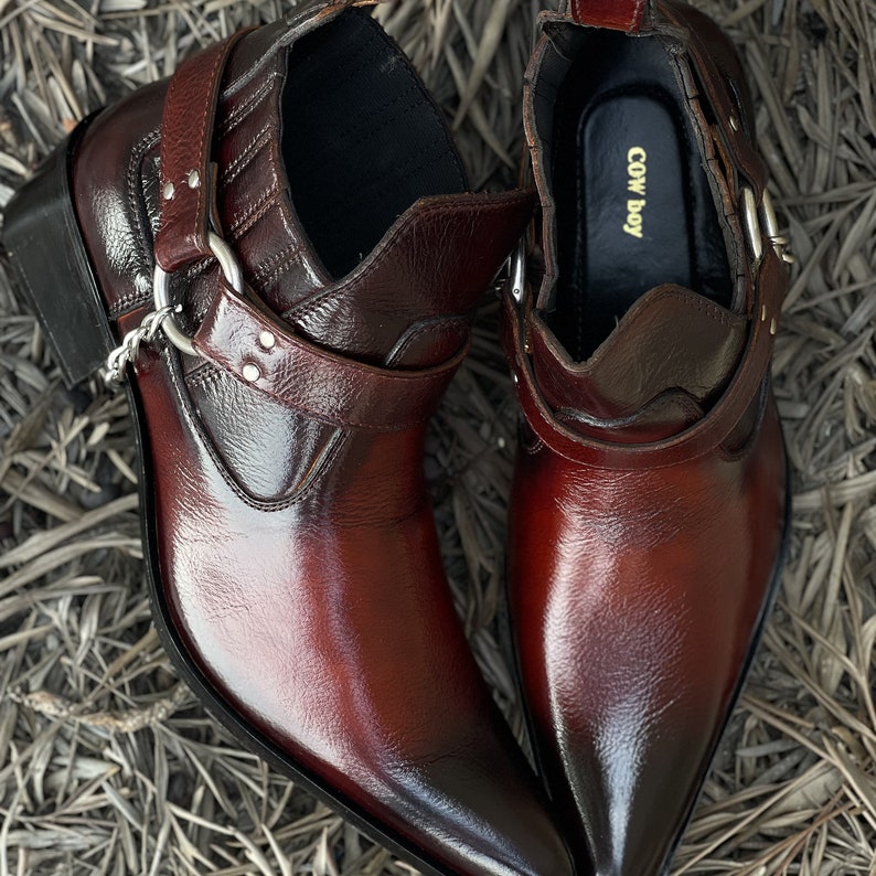 New Pure Handmade Men's Burgundy Color Cow Boy Genuine