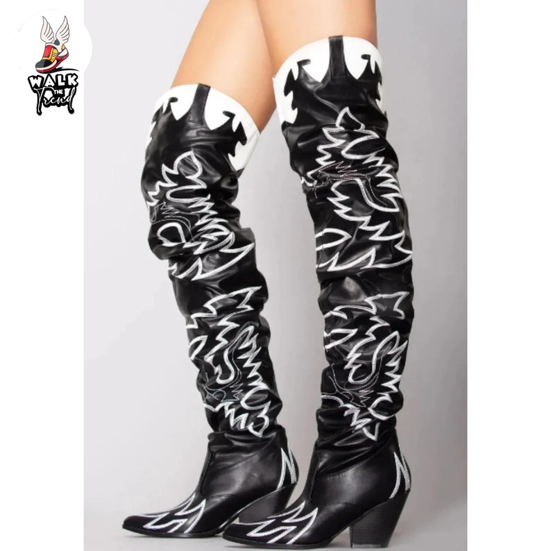New Embroidered Slouch Pull-on Over the Knee High Cowboy