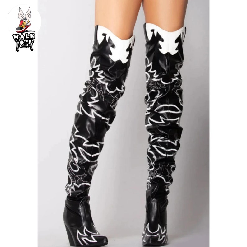 New Embroidered Slouch Pull-on Over the Knee High Cowboy