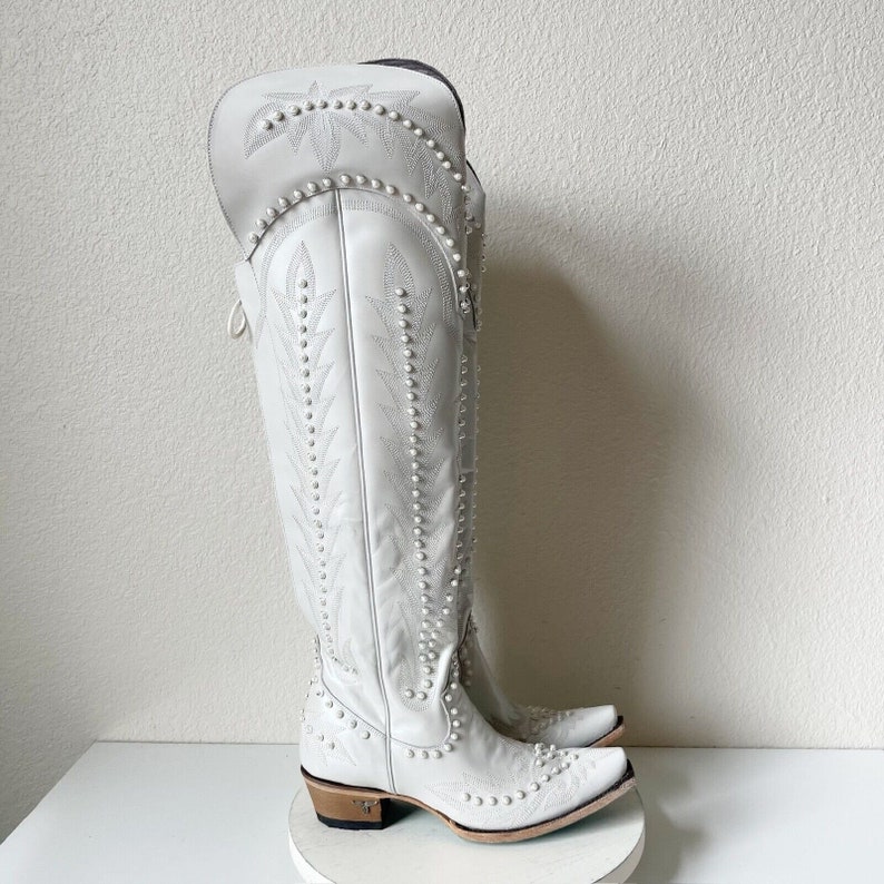 Lane LEXINGTON Western Bridal Boots Size 8.5 Over the Knee