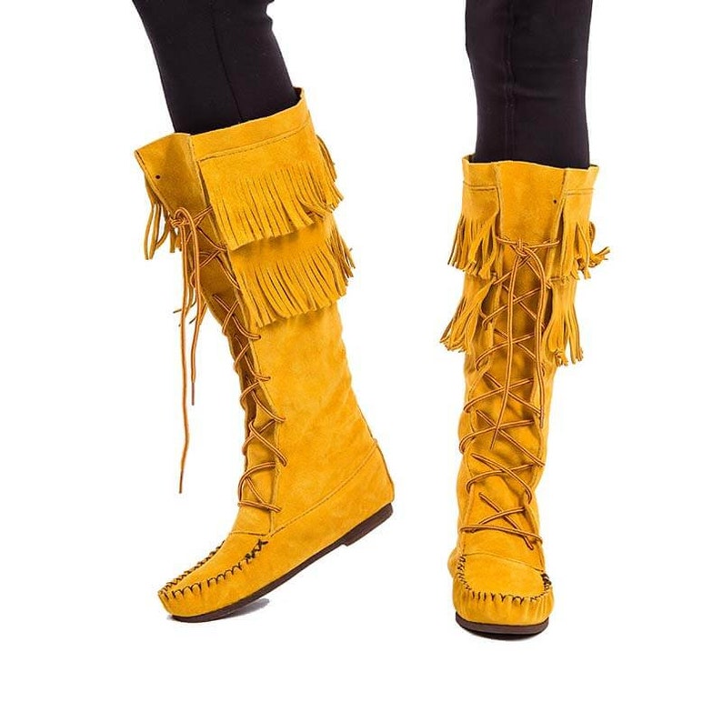 Fringed Boots Indian Tan Mukluks Handmade in Canada
