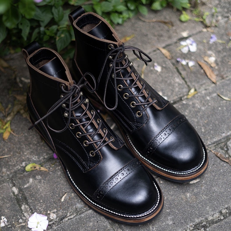 Boots Mid-top Wear-resistant Short Face All Black Men's