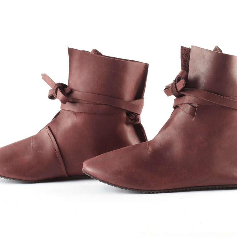 Dark Brown Real Leather Boots Dark Cattle Leather Medieval