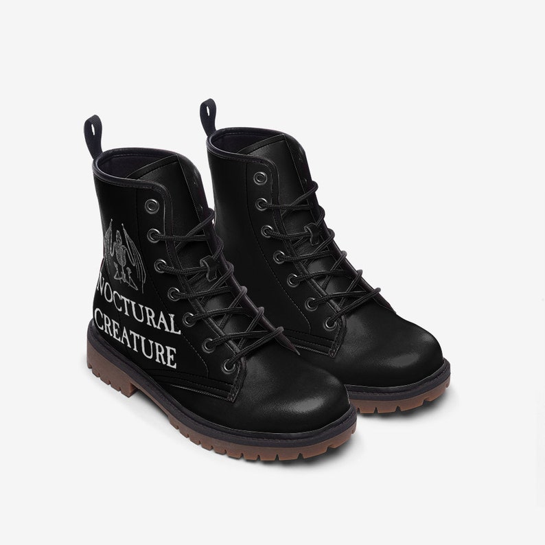 Noctural Creature Black Unisex Combat Boots Goth Vegan