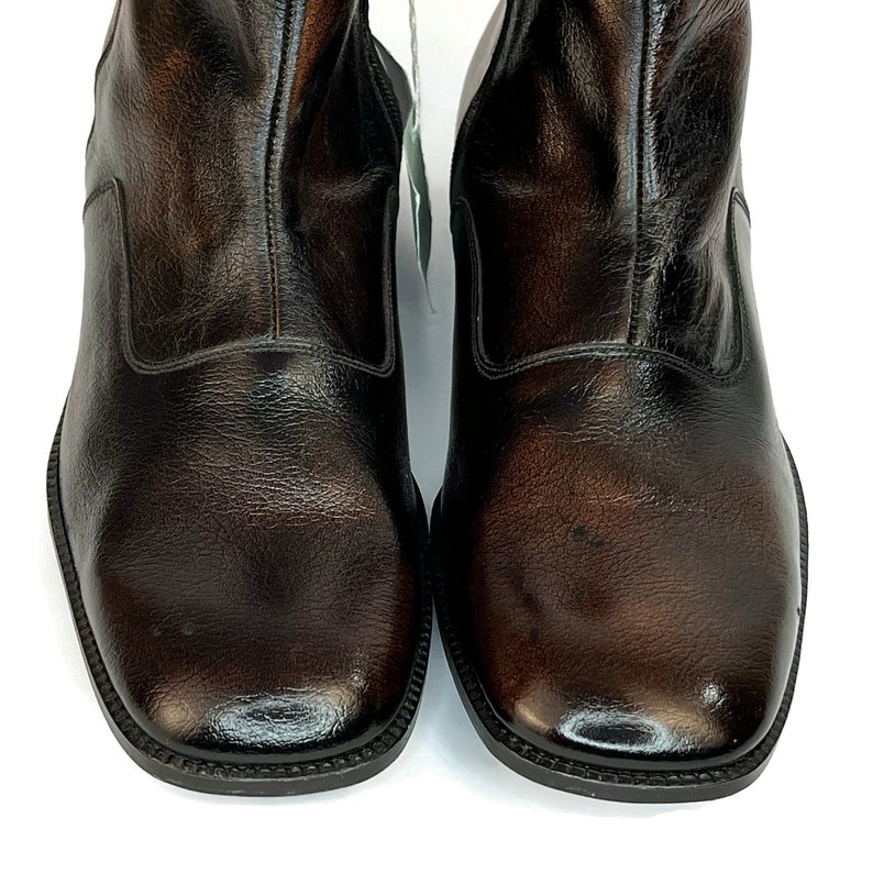 Vintage 1970s Mens Ankle Boots in Brown With Side Zipper 70s