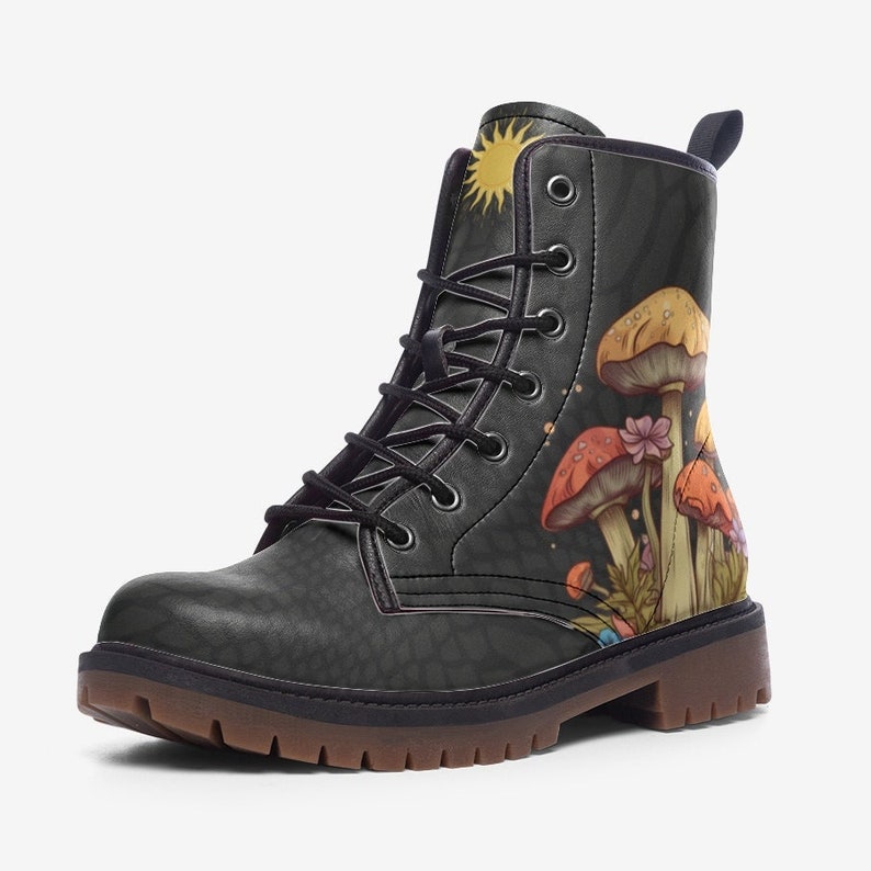 Mushroom Boots Rave Boots Festival Boots Black Mushroom Vegan