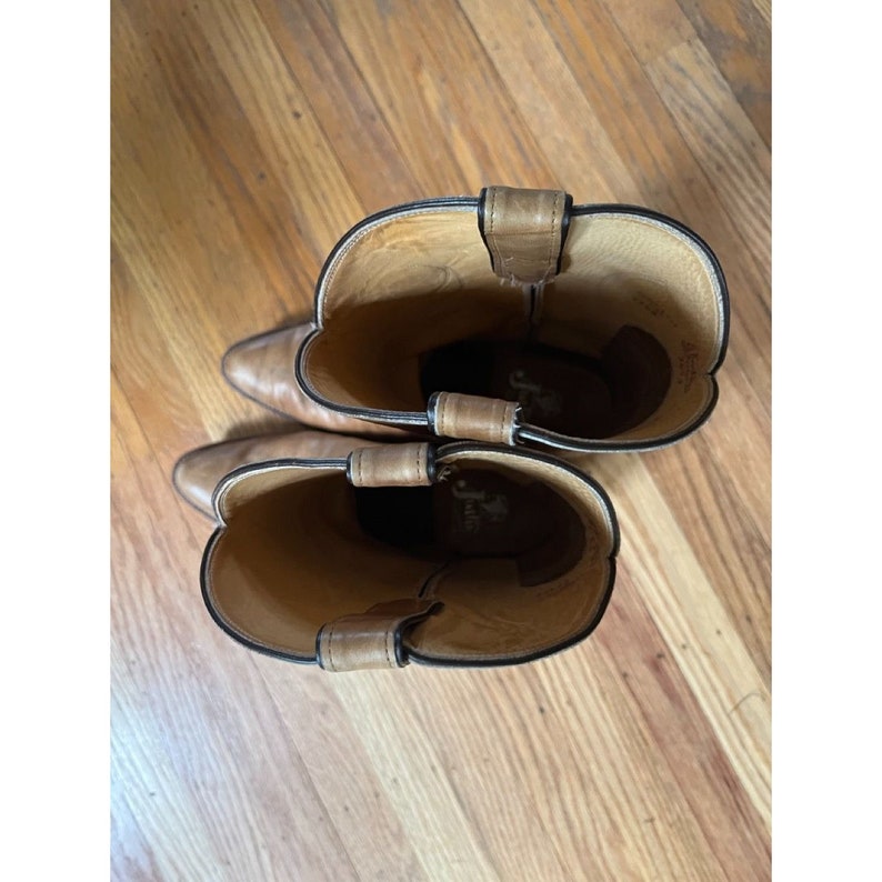 Vintage Justin Mens Light Tan Cowboy Boots Round Toe 11.5 2443
