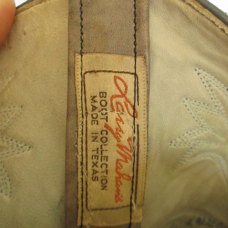 Vintage Larry Mahan Cowboy Boots Size 10 Men Light Gray