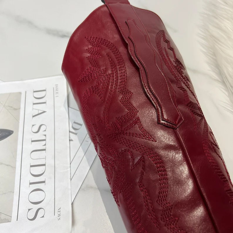 Cowboy Western Boots Burgundy Red