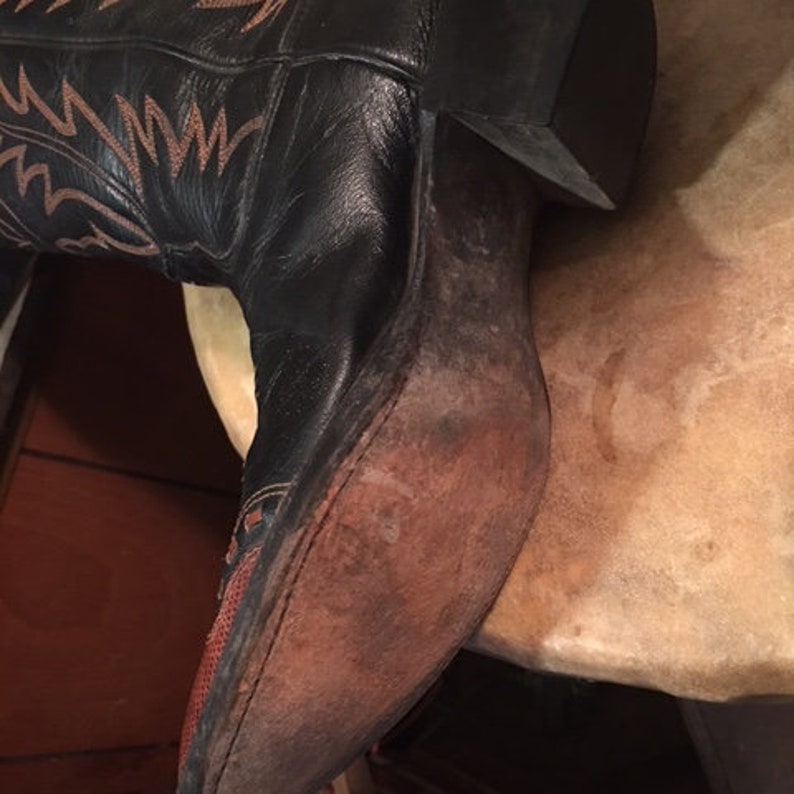 Vintage Nocona Lizard Stitched Wingtip & Trim Black Cowboy