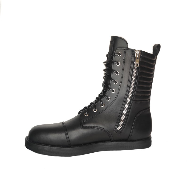 ORION High-top Leather Sneaker With Silver Hardware and Suede