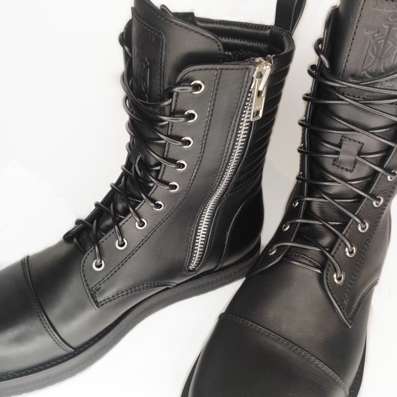 ORION High-top Leather Sneaker With Silver Hardware and Suede
