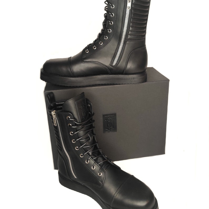 ORION High-top Leather Sneaker With Silver Hardware and Suede