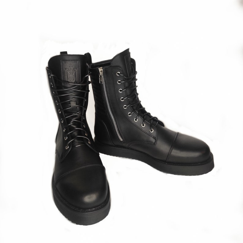 ORION High-top Leather Sneaker With Silver Hardware and Suede
