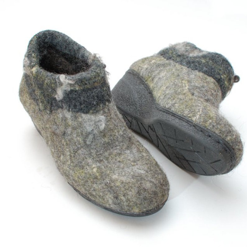 Black Ankle Boots Asymmetric Felt Shoes Heeled Boots