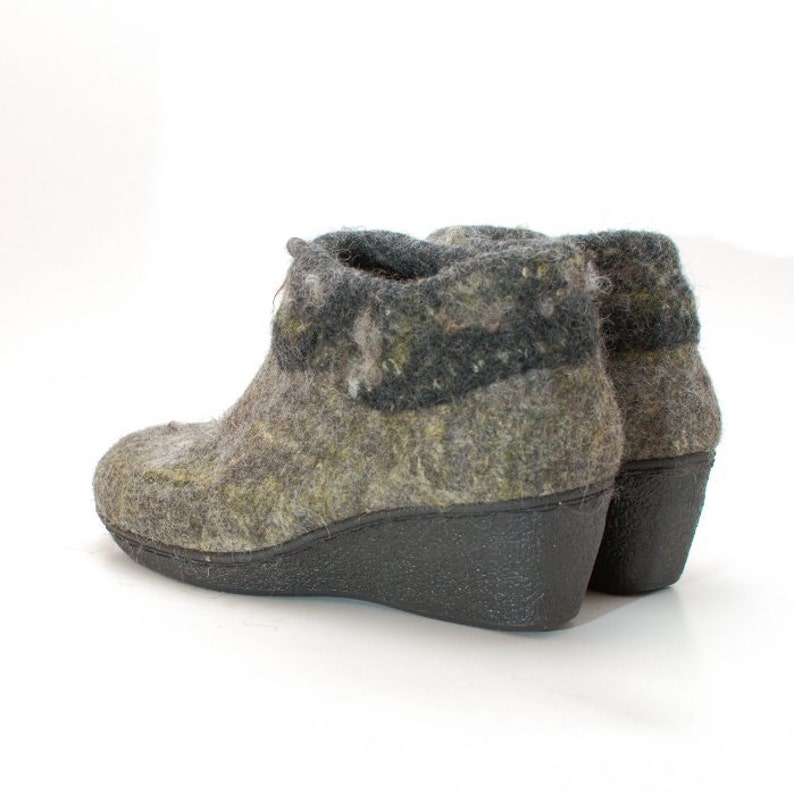 Black Ankle Boots Asymmetric Felt Shoes Heeled Boots