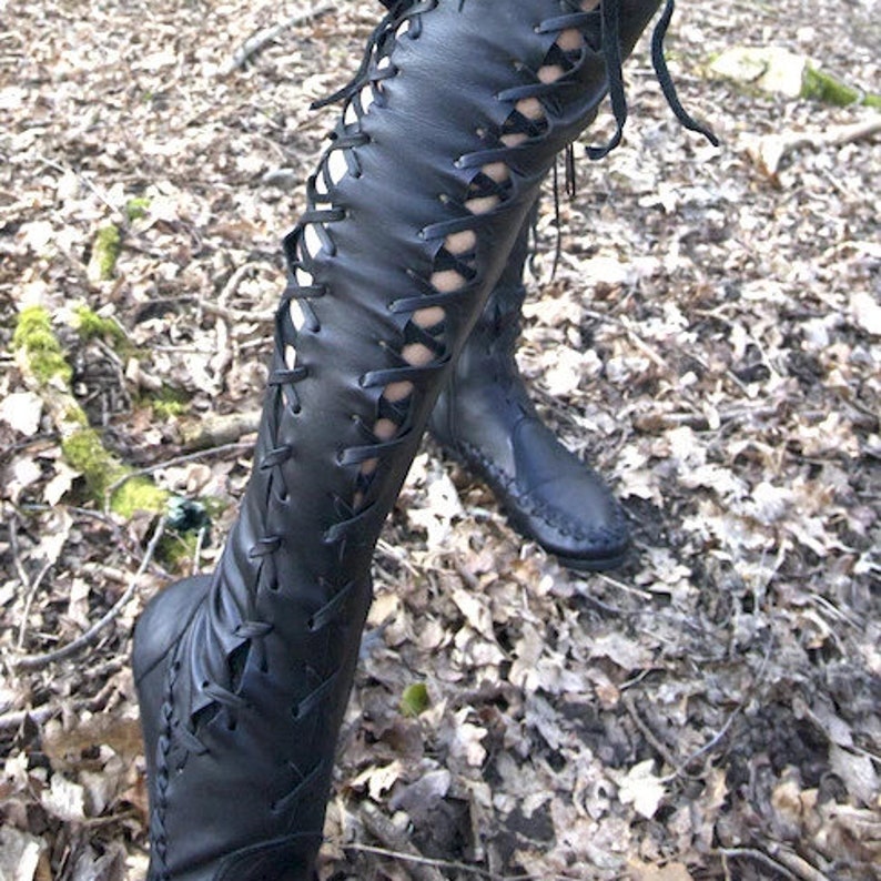 Boots Woman Knee High Boots Leather Boots Woman Lace up